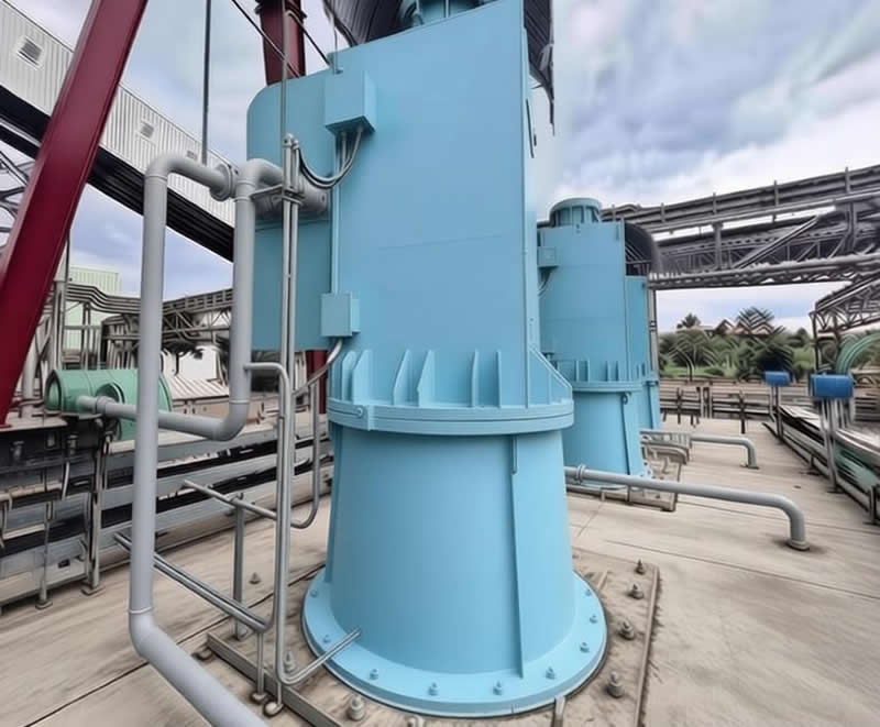 Power plant cooling water circulation system and its vertical long axis semi submersible turbine pump solution