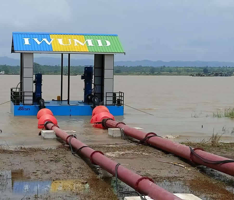 Myanmar River Water Intake Project Floating Ship Vertical Long Axis Semi submersible Turbine Pump