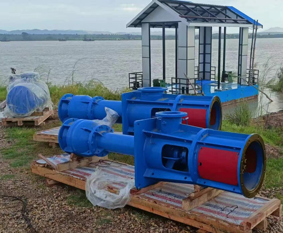 Myanmar River Water Intake Project Floating Ship Vertical Long Axis Semi submersible Turbine Pump