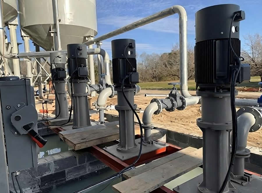 Yunnan Onotai purchases multiple vertical long shaft semi submersible suspended  sump pumps from Hunan Perfect Industry