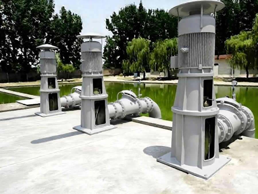 Feimo Environmental Protection purchases multiple LC vertical multi-stage long shaft semi submersible deep well turbine pumps from Hunan Perfect Industry